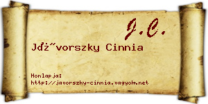 Jávorszky Cinnia névjegykártya